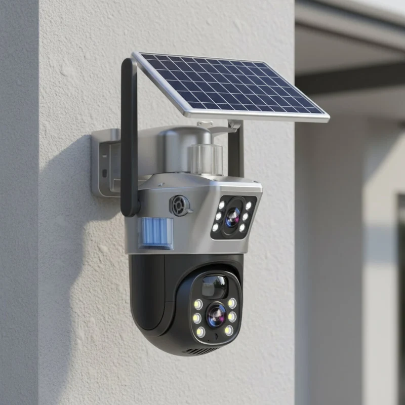 Caméra de Sécurité Rotative Sans Fil avec Alimentation Solaire
