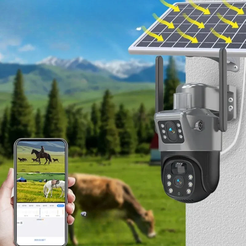 Caméra de Sécurité Rotative Sans Fil avec Alimentation Solaire