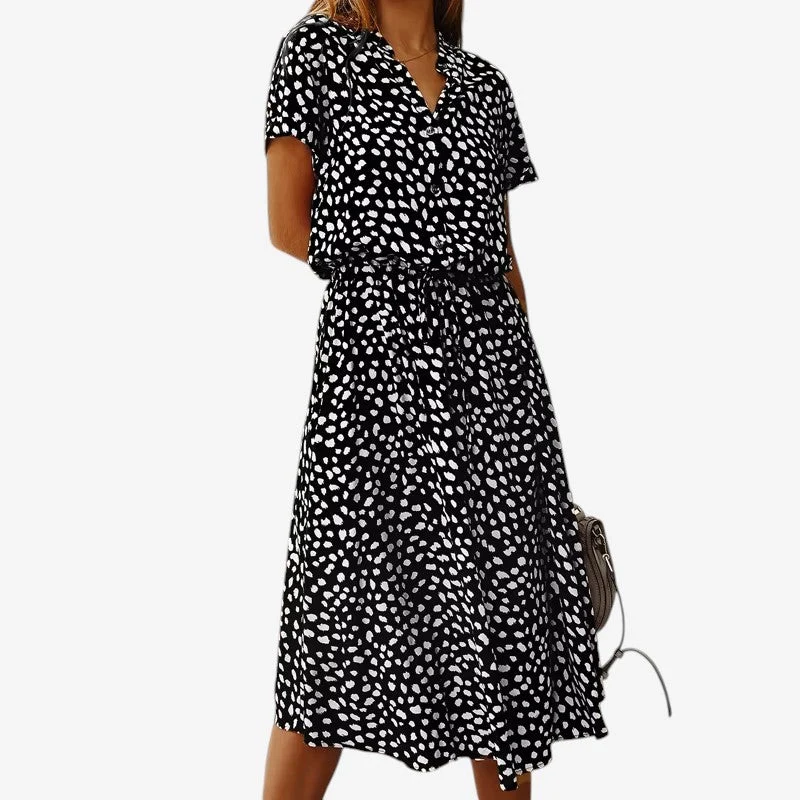 Robe Imprimée Femme avec Ceinture à la Taille
