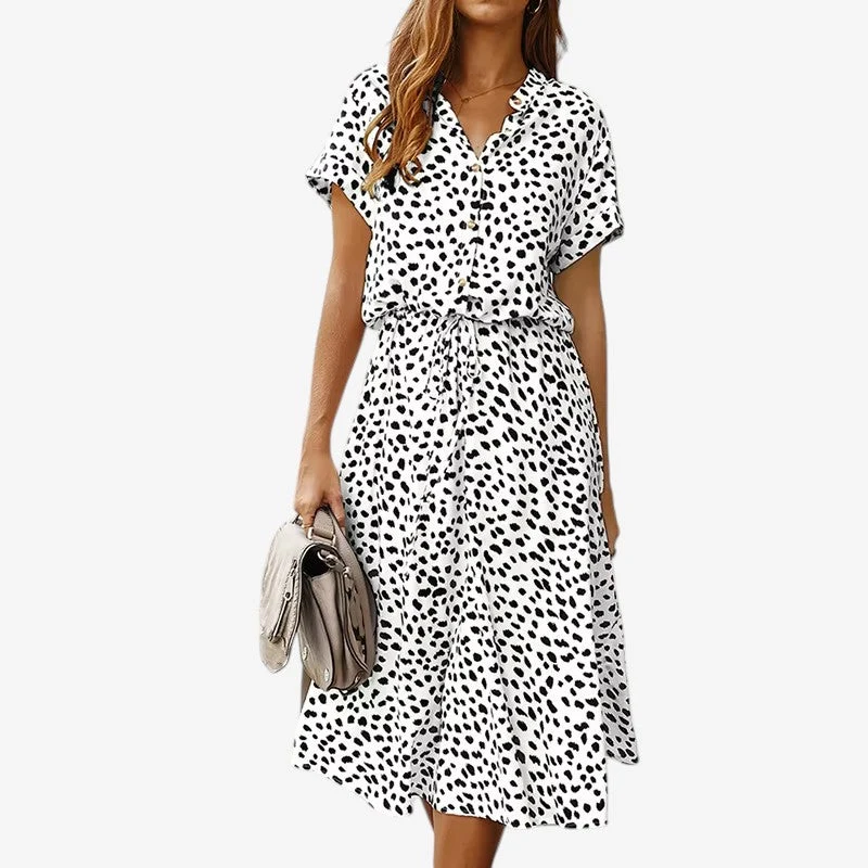 Robe Imprimée Femme avec Ceinture à la Taille
