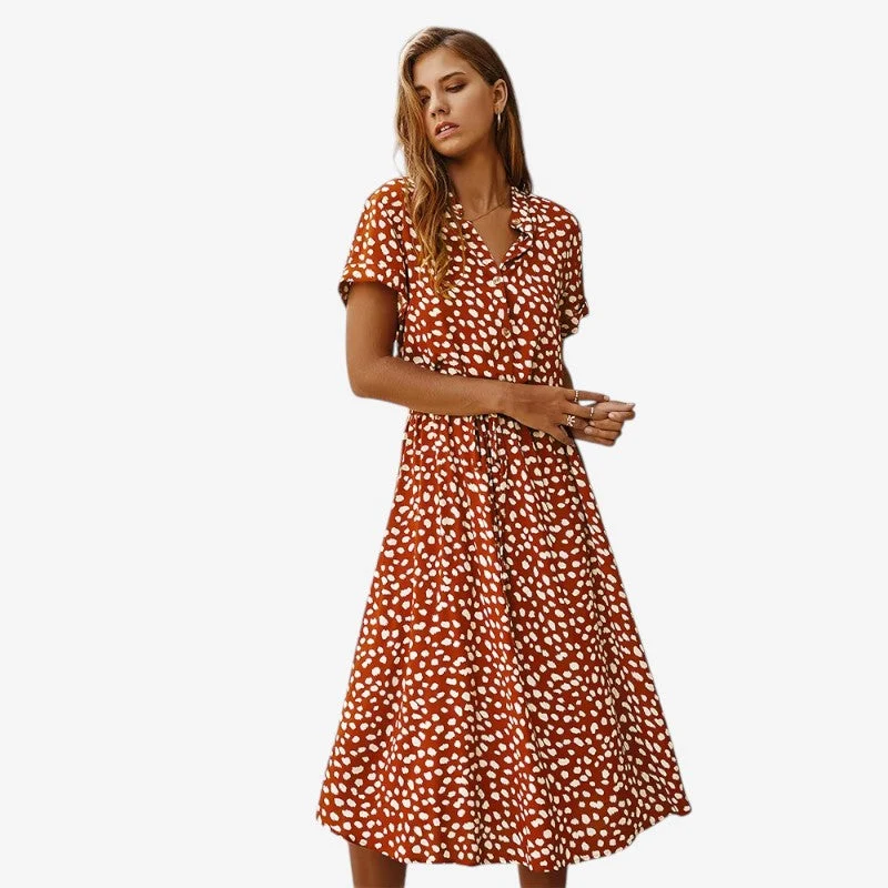 Robe Imprimée Femme avec Ceinture à la Taille