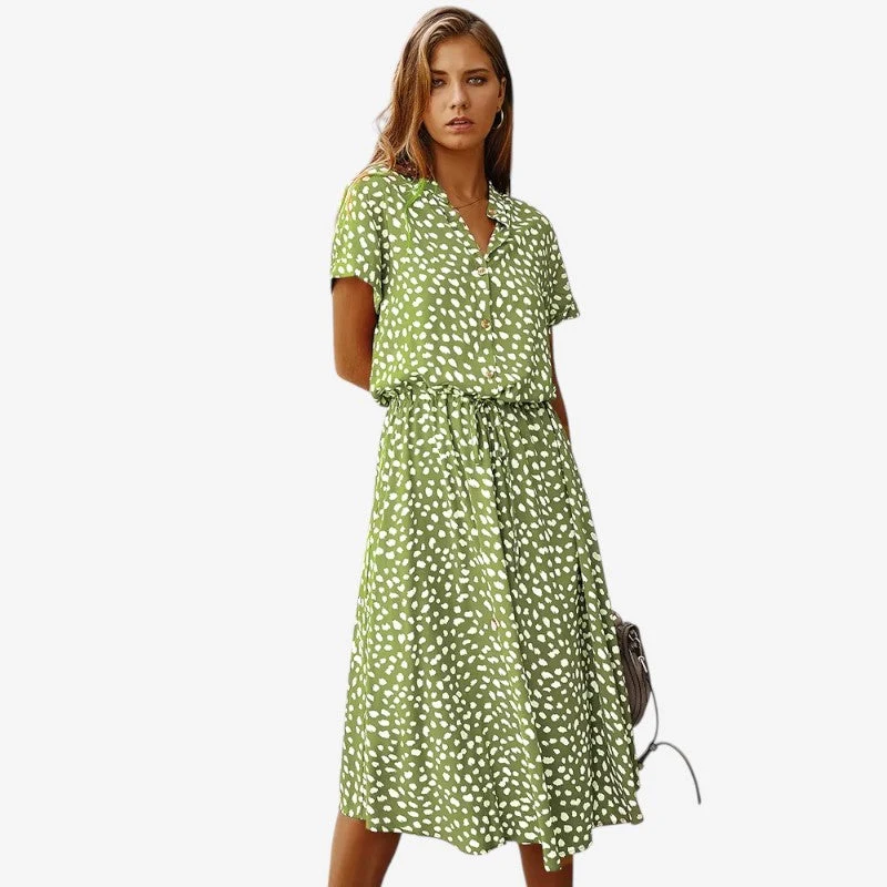 Robe Imprimée Femme avec Ceinture à la Taille