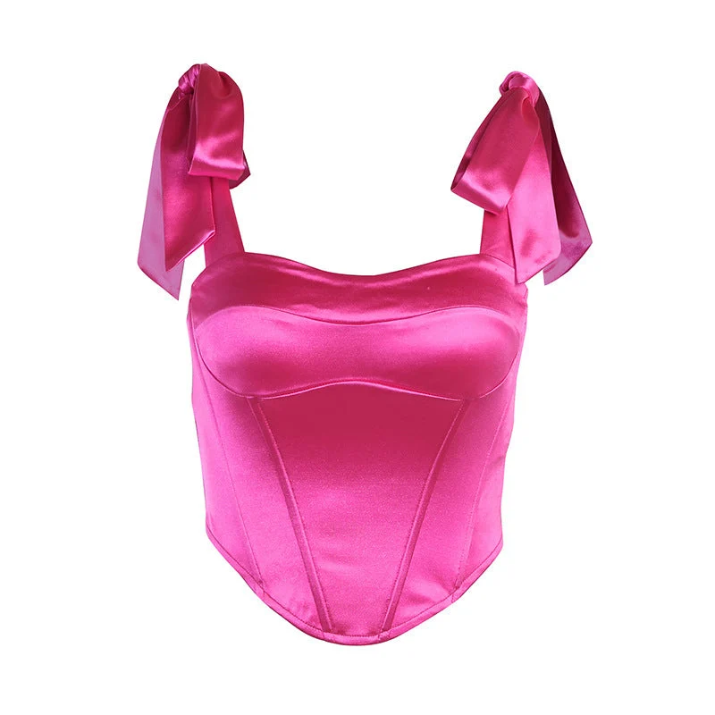 Haut corset femme bretelles à nœud réglables