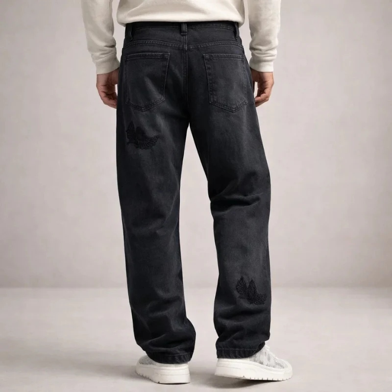 Pantalon Homme Large Taille Haute avec Poches Multiples et Coupe Droite