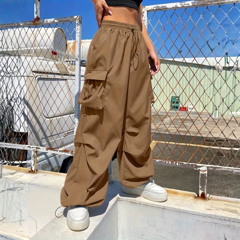 Pantalon ample à jambes larges pour femme avec poches