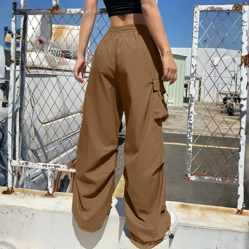 Pantalon ample à jambes larges pour femme avec poches