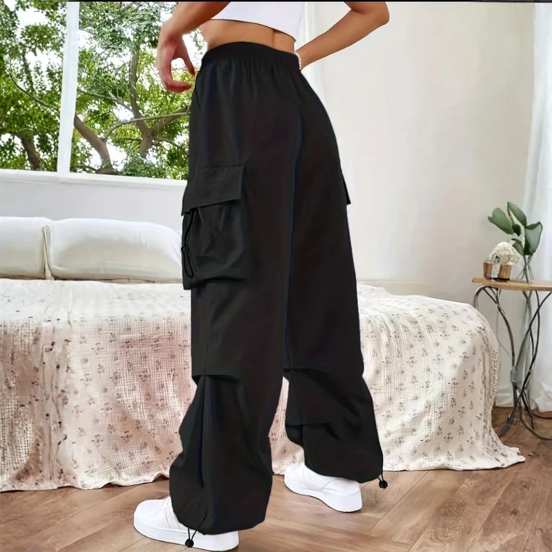Pantalon ample à jambes larges pour femme avec poches