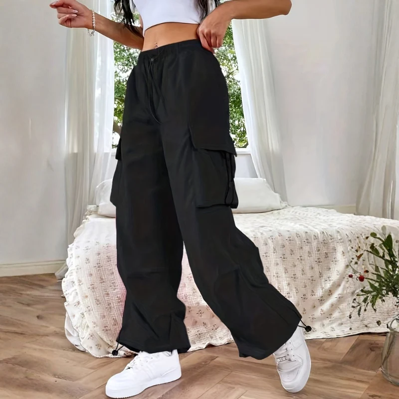 Pantalon ample à jambes larges pour femme avec poches