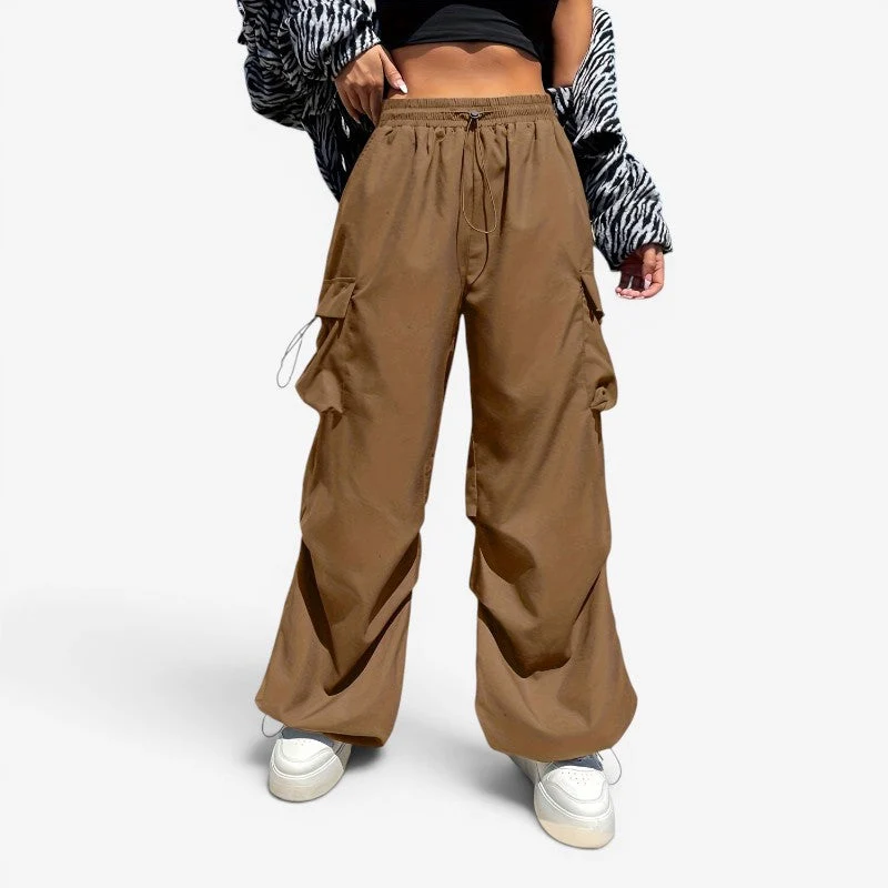 Pantalon ample à jambes larges pour femme avec poches