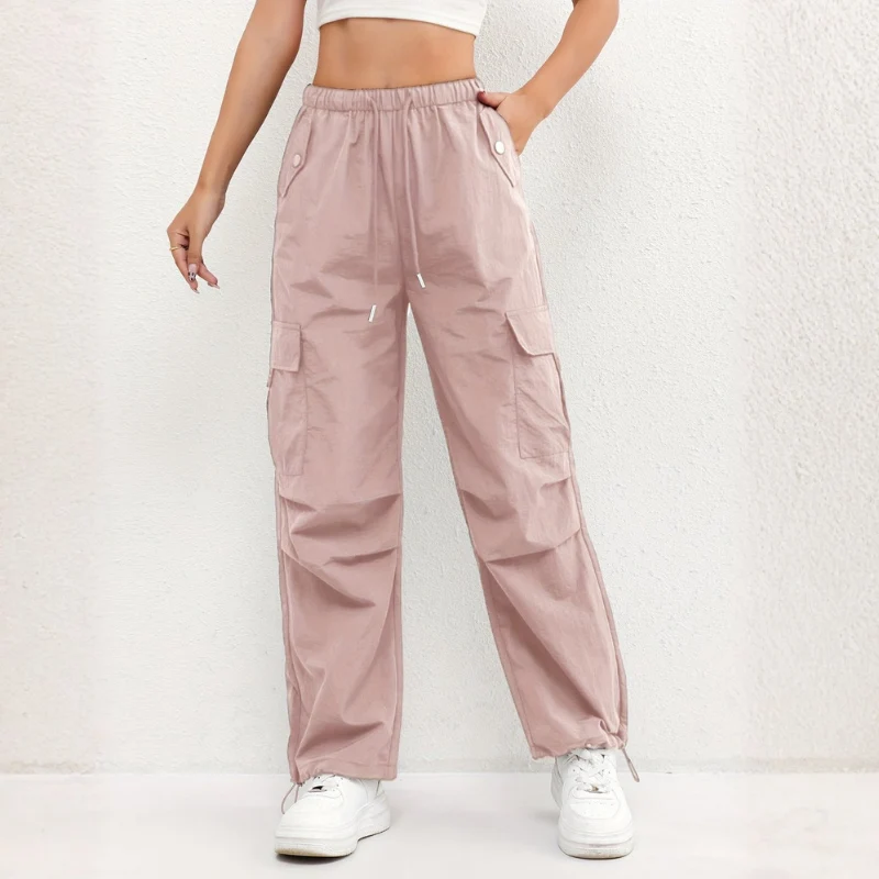 Pantalon femme coupe large avec multiples poches