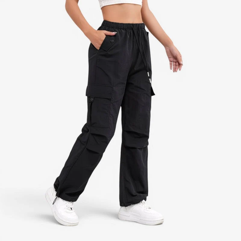 Pantalon femme coupe large avec multiples poches