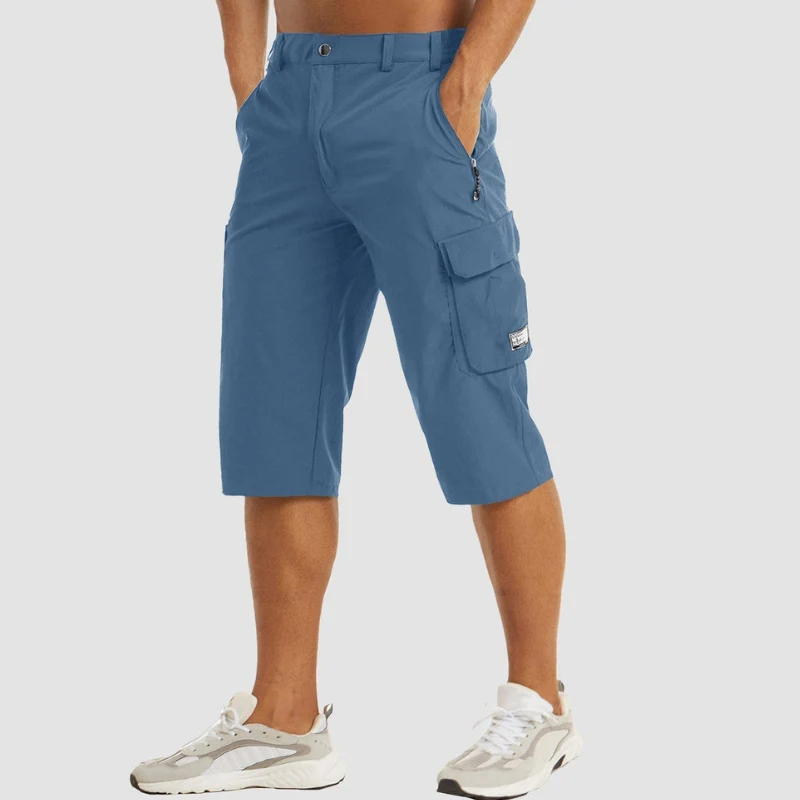 Short homme longueur genou taille haute avec poches multiples