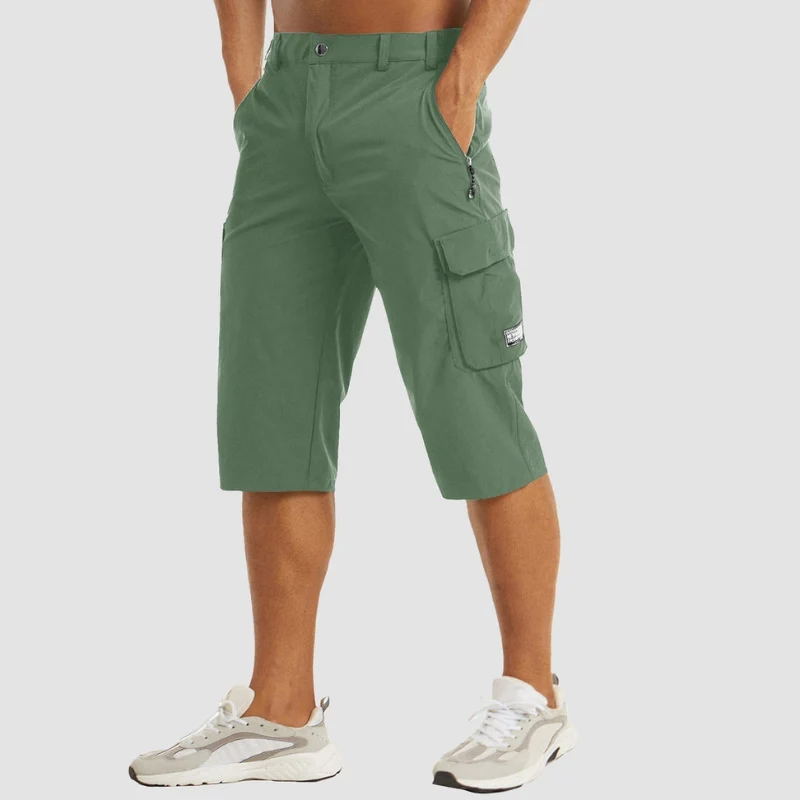 Short homme longueur genou taille haute avec poches multiples
