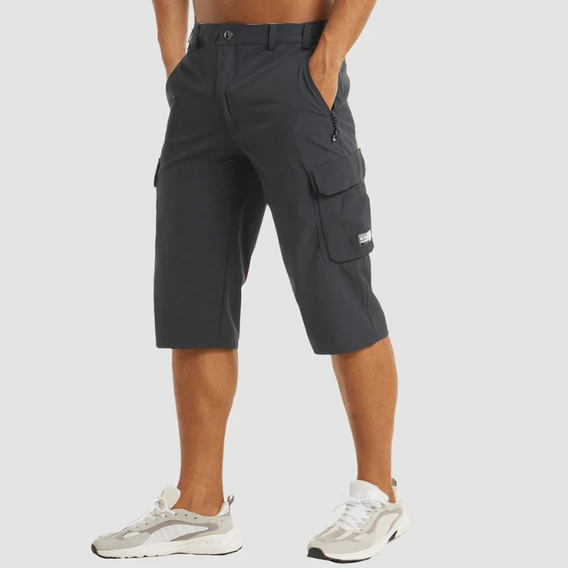 Short homme longueur genou taille haute avec poches multiples