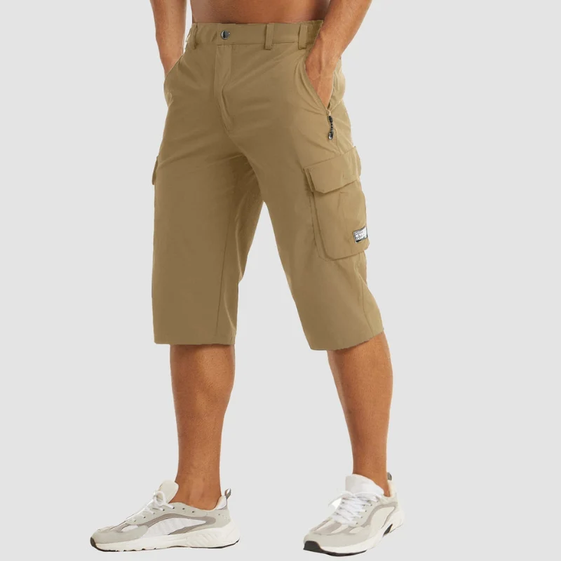 Short homme longueur genou taille haute avec poches multiples