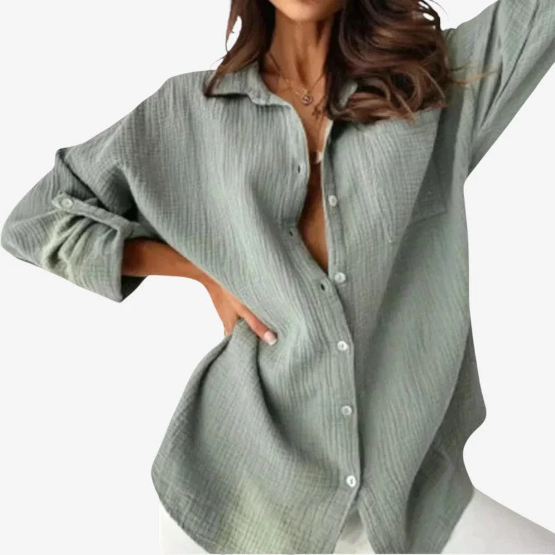 Blouse femme manches longues col rabattu