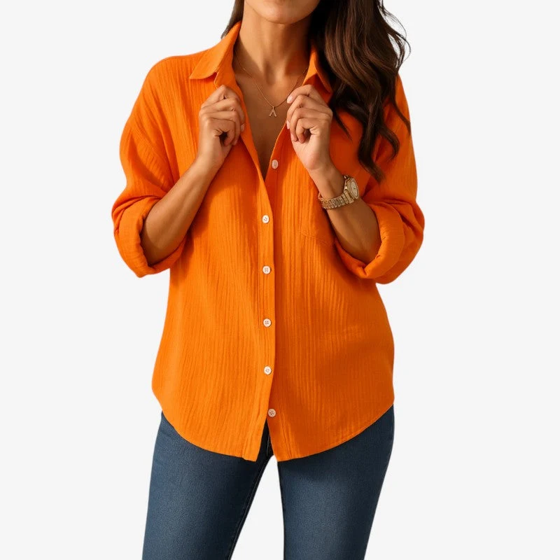 Blouse femme manches longues col rabattu