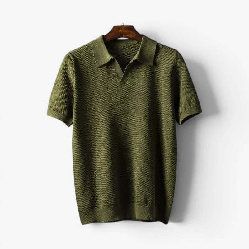 Polo homme manches courtes col rabattu