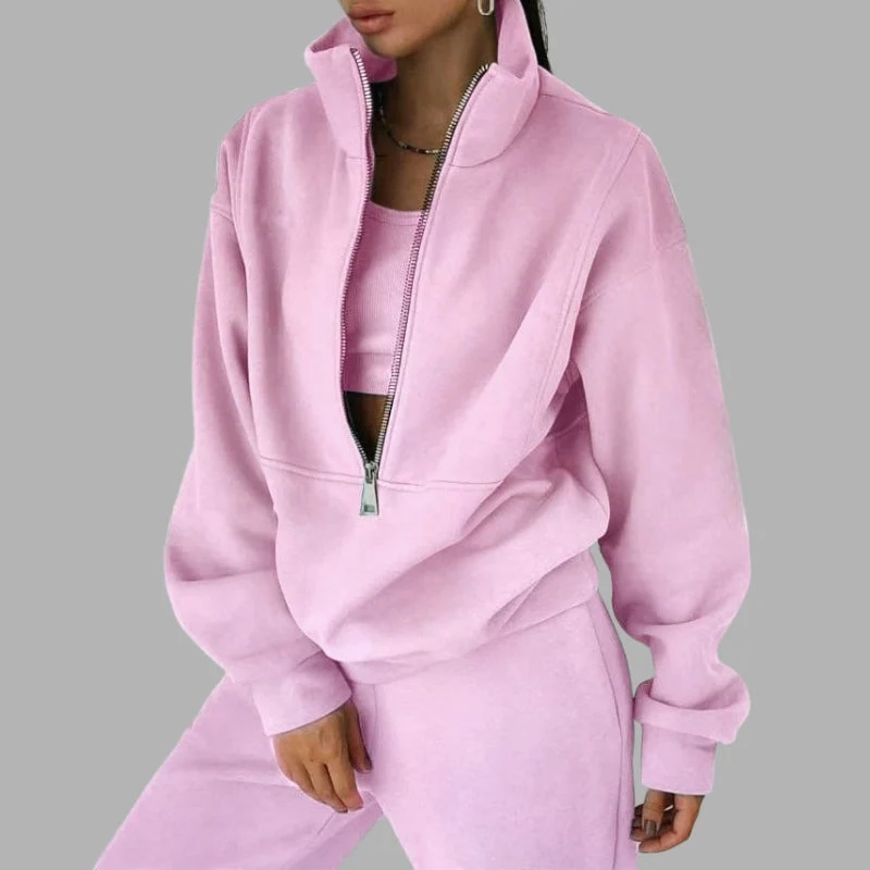 Ensemble coordonné confortable avec hoodie zippé et pantalon