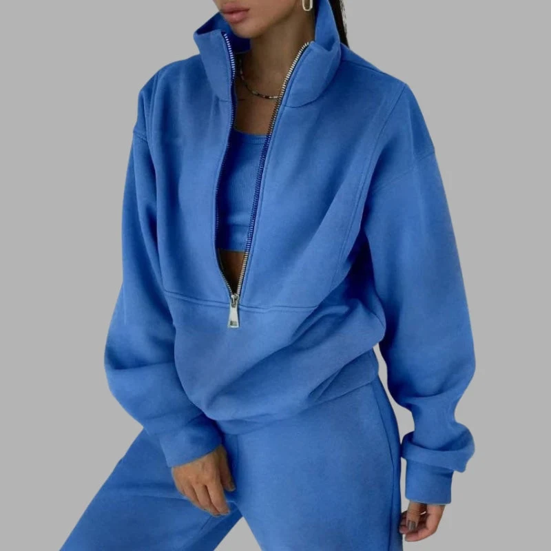 Ensemble coordonné confortable avec hoodie zippé et pantalon