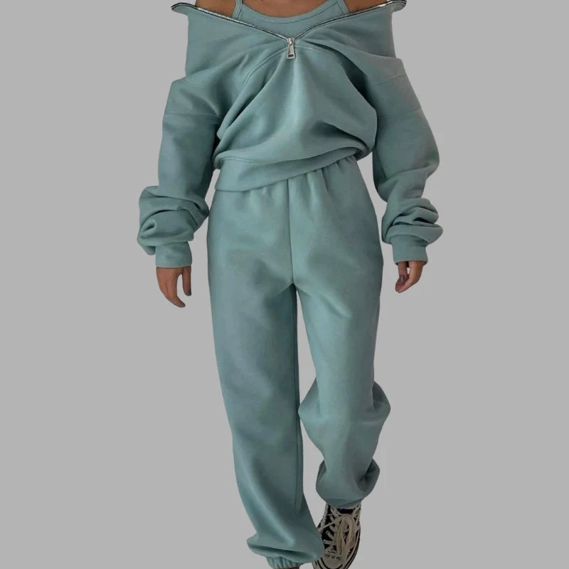 Ensemble coordonné confortable avec hoodie zippé et pantalon