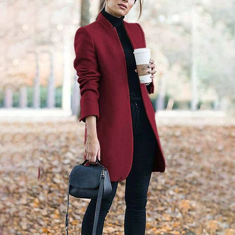 Manteau slim à manches longues avec col à revers