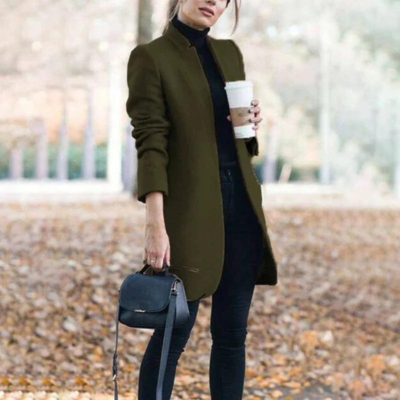 Manteau slim à manches longues avec col à revers