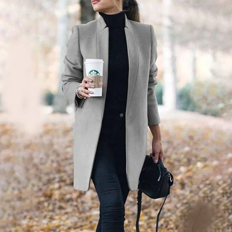 Manteau slim à manches longues avec col à revers