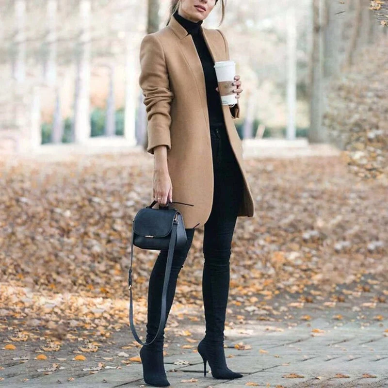 Manteau slim à manches longues avec col à revers