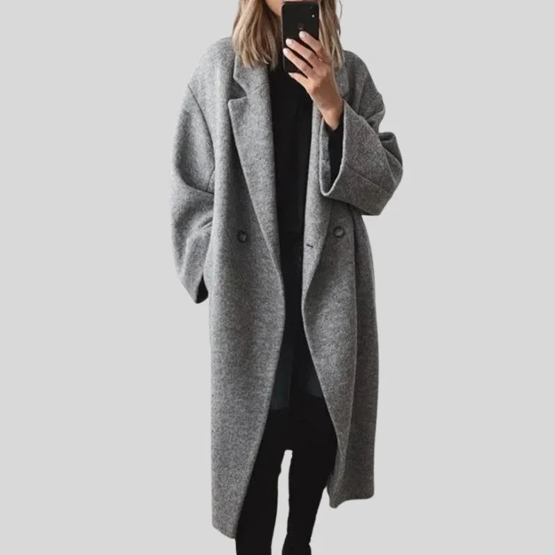 Manteau long boutonné avec poches