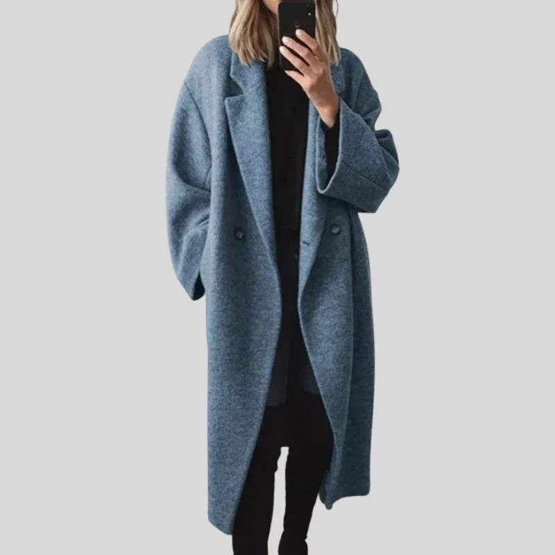Manteau long boutonné avec poches