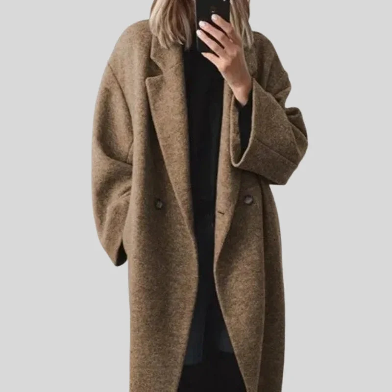 Manteau long boutonné avec poches