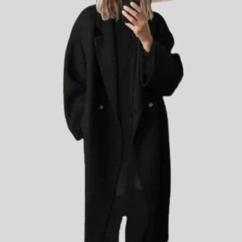 Manteau long boutonné avec poches