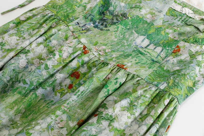 Robe d'été verte de peinture à l'huile de Van Gog