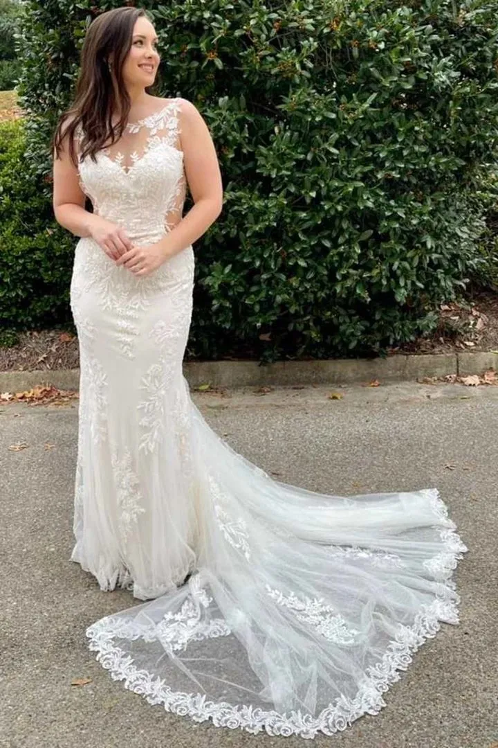 Robe de mariée sirène en dentelle unique