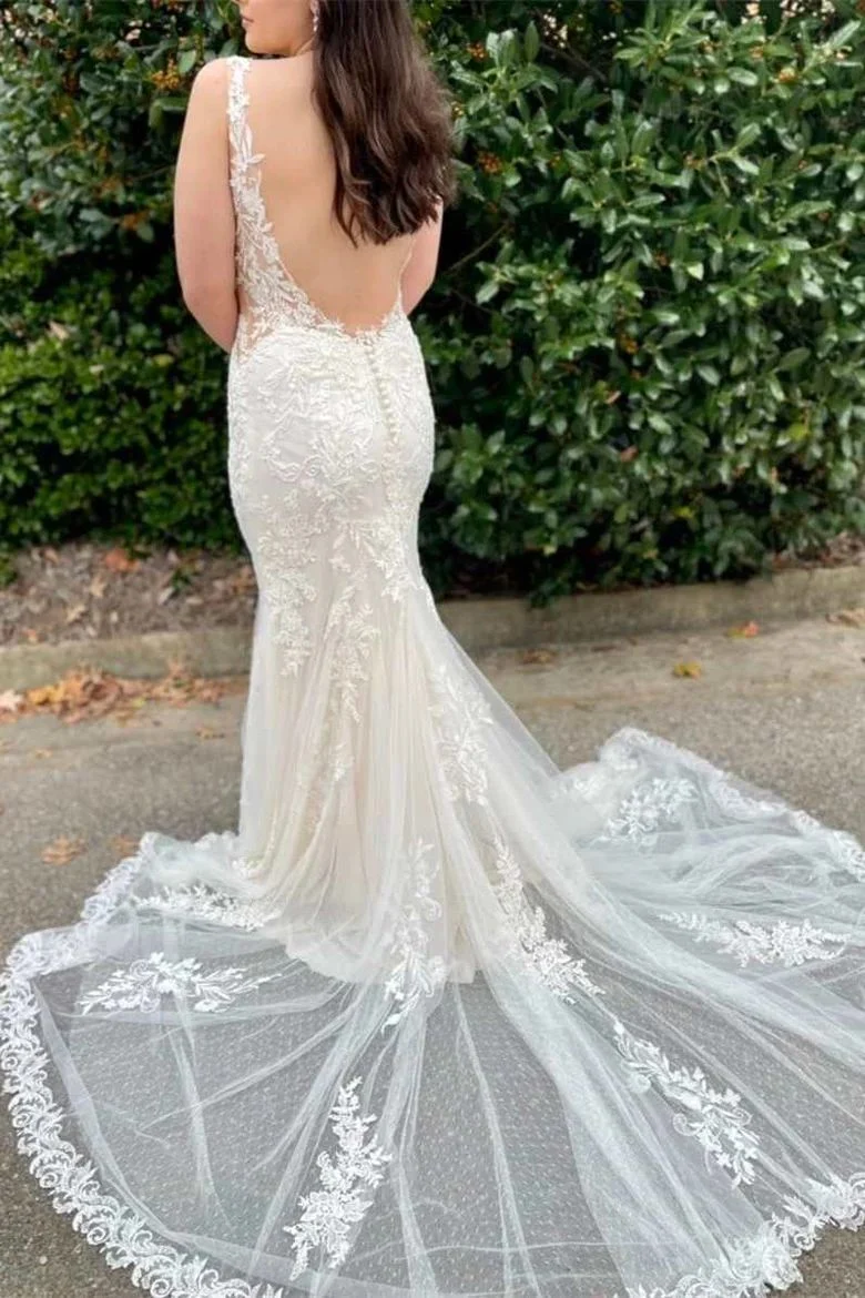 Robe de mariée sirène en dentelle unique