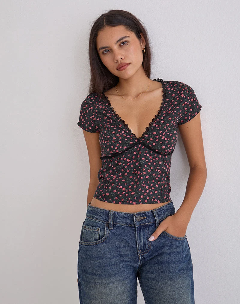 Top Asani en rose foncé rose noir