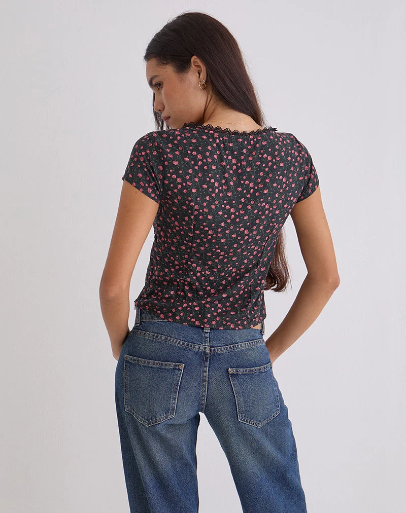 Top Asani en rose foncé rose noir