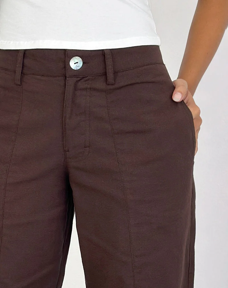 Pantalon Saucy, lin Acajou foncé