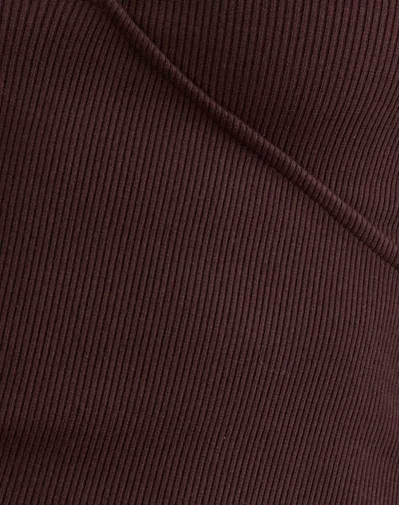 Dulcet Ribbed Plunge Top in Chocolate Brown (Top plongeant côtelé)