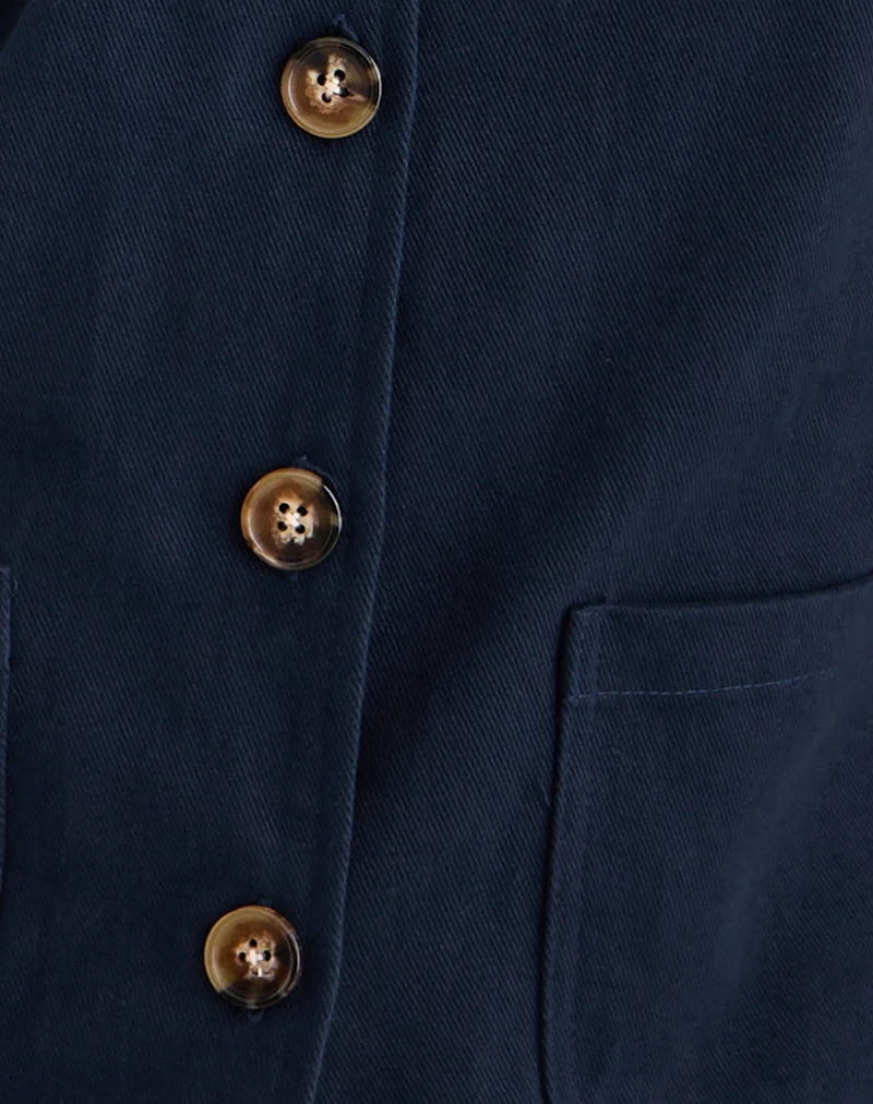 Calva Boxy Jacket in Dark Navy