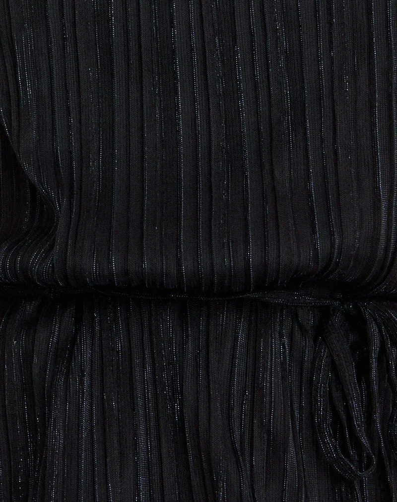 Brienne Top in Chiffon Plisse Black with Lining
