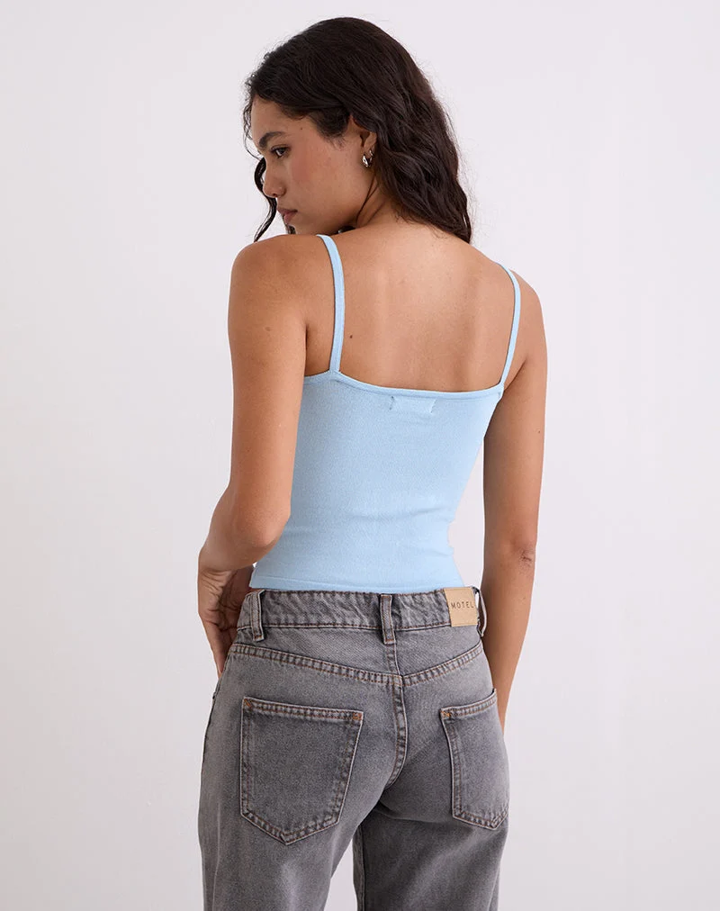 Ziva Knit Cami Vest Top in Blue