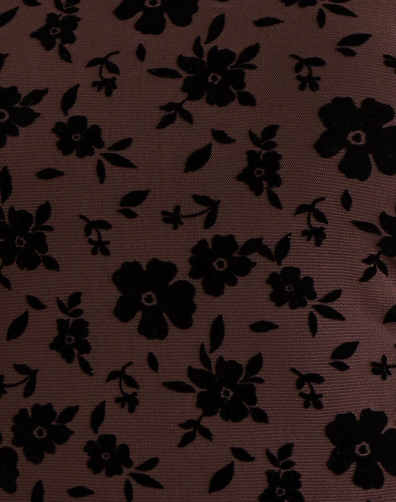 Olivera Top in Brown Garden Floral