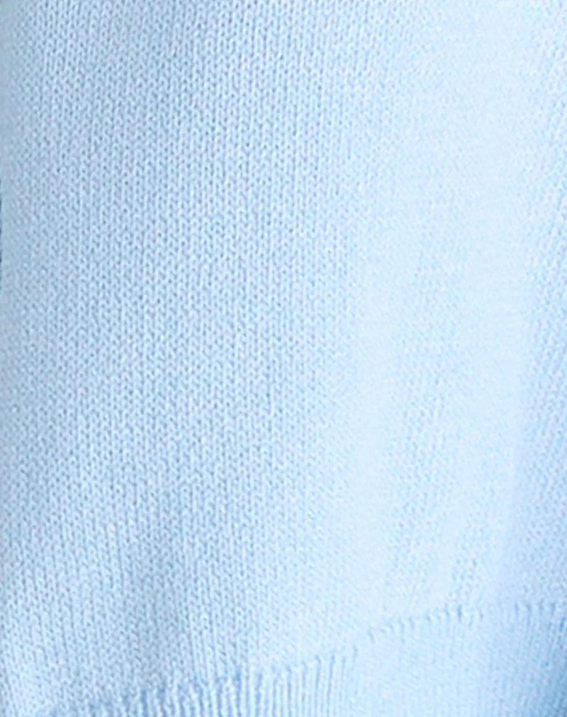 Nuha - Cardigan croisé côtelé en bleu