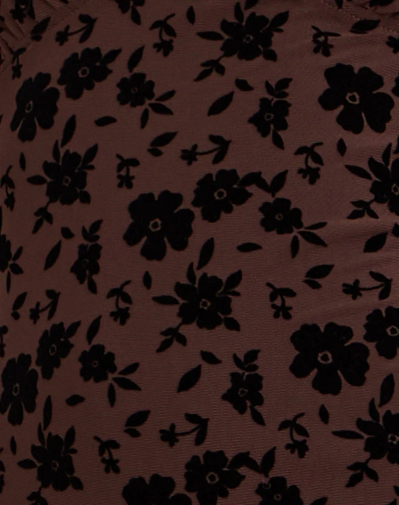 Gabriela Midi Dress in Garden Floral Brown