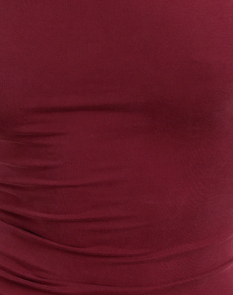 Lorie Halter Top in Cupro Dark Red