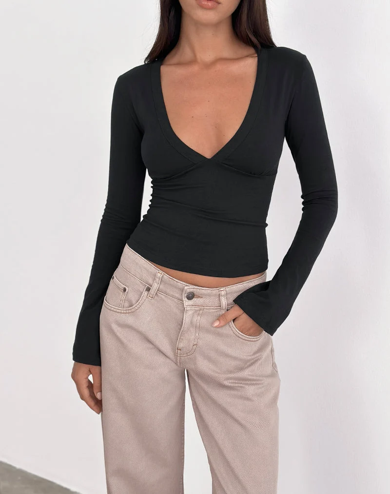 Emesy Long Sleeve Top in Black