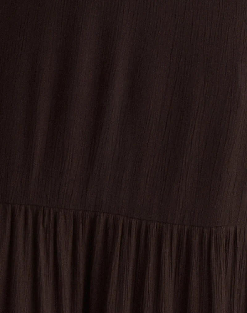 Jenesis Maxi Dress in Crinkle Bitter Chocolate (Robe longue en chocolat amer)