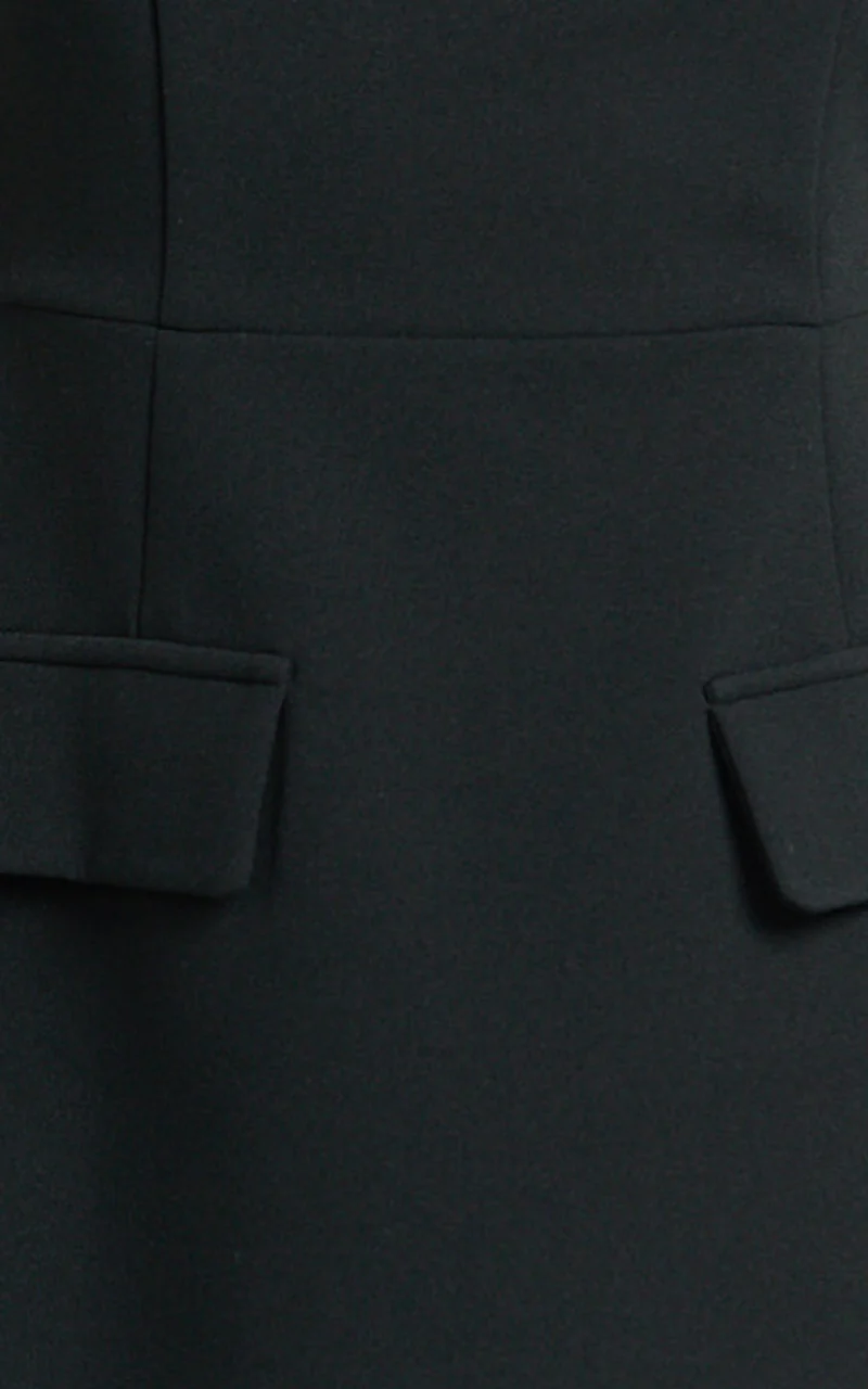 Savanna Mini Dress - High Neck Cap Sleeve Tulip Skirt Dress in Black
